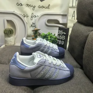Adidas Superstar Gray and Blue Lifestyle Sneakers