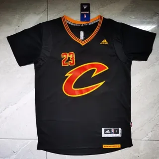 Adidas Cleveland Cavaliers LeBron James Black Orange V-Neck Short-Sleeve Jersey