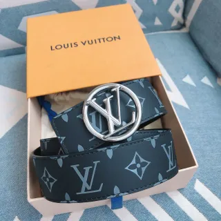 Louis Vuitton Circle LV Belt Dark Gray Monogram Leather Belt