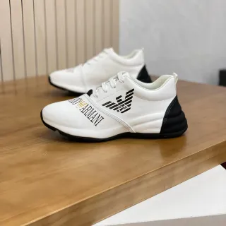 Emporio Armani White and Black Eagle Logo Lifestyle Sneakers